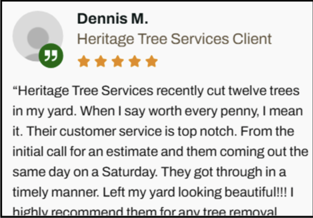 heritage Tree customer testimonial